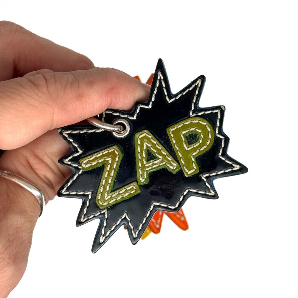 **Rare** COACH Comic Book Action Sounds Leather Keychain Bag Charm EUC - Picture 8 of 10